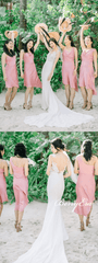 Romantic Short Beach Wedding Elastic Satin Bridesmaid Dresses - RongMoon