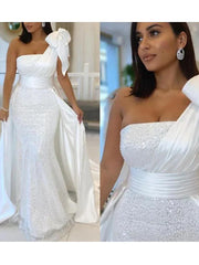 Bowknot Trumpet Mermaid Detachable Train Prom Dress
