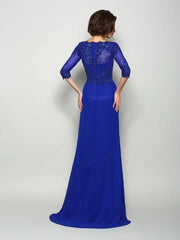 Trumpet/Mermaid Scoop Beading 3/4 Sleeves Long Chiffon Mother of the Bride Dresses - RongMoon