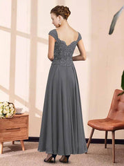 Two Piece A-Line Mother of the Bride Dress Elegant V Neck Ankle Length Chiffon Lace Sleeveless with Pleats Appliques - RongMoon