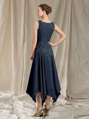 Two Piece A-Line Mother of the Bride Dress Elegant Wrap Included V Neck Ankle Length Chiffon Lace Sleeveless with Pleats Appliques - RongMoon