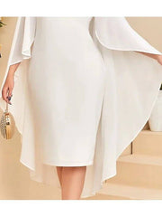 Women's Plus Size Holiday Dress Solid Color Crew Neck Long Sleeve Fall Winter Formal Knee Length Dress Daily Work Dress / Slim - RongMoon