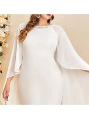 Women's Plus Size Holiday Dress Solid Color Crew Neck Long Sleeve Fall Winter Formal Knee Length Dress Daily Work Dress / Slim - RongMoon